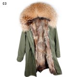Women Winter Big Real Raccoon Fur & Liner X-Long Jackets Parkas Coats C3344