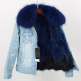 Winter Coat Large Raccoon Fur Collar Real Fox Fur Lining Coats A3344