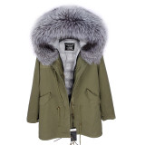 Liner Large Fur Collar Down Jacket Parka Coat Coats D6374