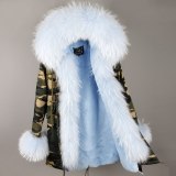 Fashion Large Natural Raccoon Fur Thick Coats Parkas FD12