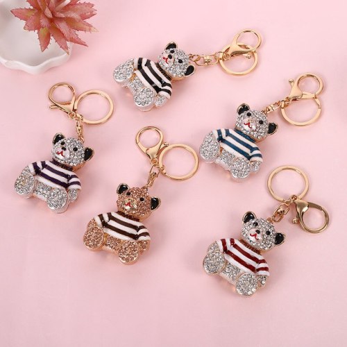 Rhinestone Bear Keychain Metal Crystal Ladies Wallet Shoulder Bag Keyrings YSK039410