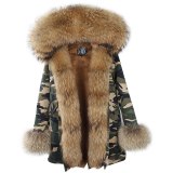 Fashion Large Natural Raccoon Fur Thick Coats Parkas FD12