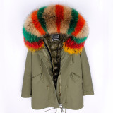 Liner Large Fur Collar Down Jacket Parka Coat Coats D6374
