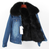 Winter Coat Large Raccoon Fur Collar Real Fox Fur Lining Coats A3344