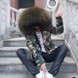 Winter Real Large Raccoon Fur Collar Thick Ladies Down & Parkas