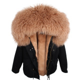 Women's Winter Wool Fur Collar Parka Coat Coats B1526