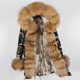 Long Parka Natural Real Rabbit Fur Collar Thick Warm Parkas HD2435