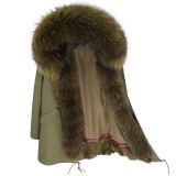 Women Rabbit Fur Lining Large Raccoon Fur Collar Parkas Coat Coats ED2334