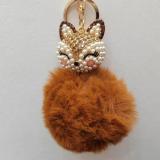 Crystal Fox Keychain Fur Cute  Keychain Shiny Rhinestone Keyrings YSK05061