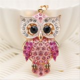 Cool Owl Full Crystal Keychain Owl Keyring Stereo Rhinestone Jewelry Gift YSK097108