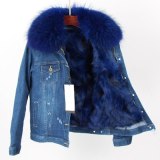 Real Raccoon Collar Fox Fur Liner Jeans Coat Coats A45