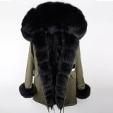 Women Real Fox Fur Collar Raccon Fur Liner Parkas Coat Coats HD3445