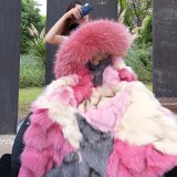 Large Natural Raccoon Fur & Fox Fur Liner Thick Warm Coats Paraks G4455