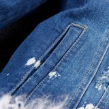 Real Wool Liner Fur Short Ripped Jeans Coat Coats A5566
