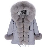 Big Real Fox Fur Hooded Thick Warm Down Jacket Parkas Coats HD6475