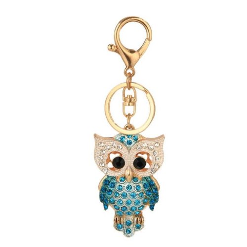 Cool Owl Full Crystal Keychain Owl Keyring Stereo Rhinestone Jewelry Gift YSK097108