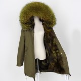 Large Natural Raccoon Fur & Fox Fur Liner Thick Warm Coats Paraks G4455