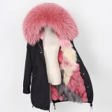 Large Natural Raccoon Fur & Fox Fur Liner Thick Warm Coats Paraks G4455