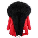 Natural Sheep Fur Collar Hood Raccoon Fur Liner Thick Parkas Coat Coats ED3546