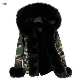 Warm Fur Liner Natural Fox Fur Collar Parka Coat Coats