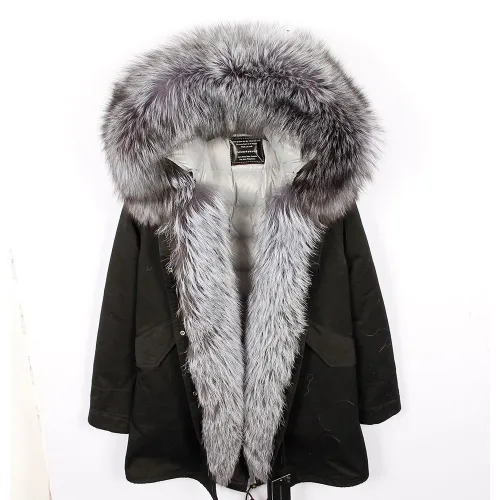 Natural Real Fox Fur Collar Coat Coats ED6475