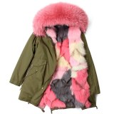 Large Natural Raccoon Fur & Fox Fur Liner Thick Warm Coats Paraks G4455