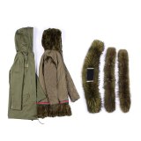 Women Rabbit Fur Lining Large Raccoon Fur Collar Parkas Coat Coats ED2334