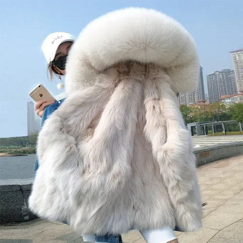 Fox Fur Liner Raccon Fur Collar Coat Coats K4455
