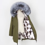 Large Natural Raccoon Fur & Fox Fur Liner Thick Warm Coats Paraks G4455