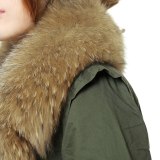 Large Raccoon Fur Collar Faux Fur Lining Coat Coats