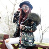 Large Natural Raccoon Fur Hooded & Lining Camouflage Long Parkas