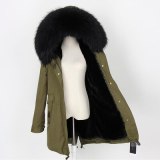 Natural Raccoon Fur Collar Warm Thick Parkas Coat Coats G1324