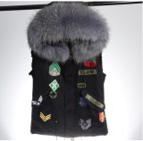 Sleeveless Waistcoat Real Raccoon Fur Collar Vests