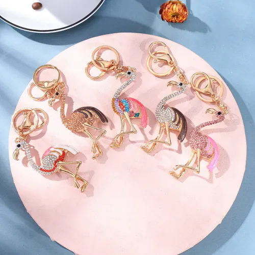 Popular Flamingo Metal Keychains Keyrings YSK03041