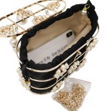 Women Metal Bucket Bag With Pearls And Diamond Handbags HCX-200418192