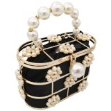 Women Metal Bucket Bag With Pearls And Diamond Handbags HCX-200418192