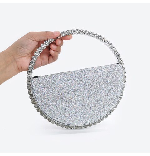 Diamond Circular Evening Bag Dinner Clutch Moon Handbag HCX-200311122