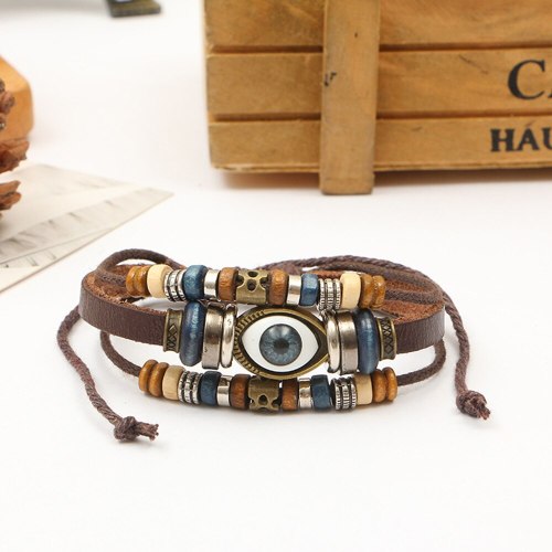 Handmade Turkish Evil Eye Multilayer Leather Bracelet Bracelets QNW212132