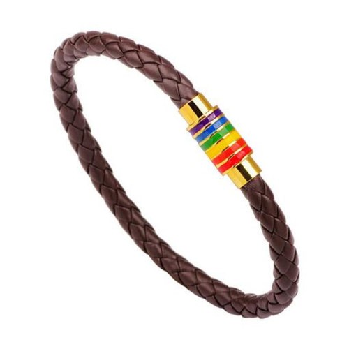 Men Rainbow Jewelry Charm Leather Bracelet Bracelets QNW227485