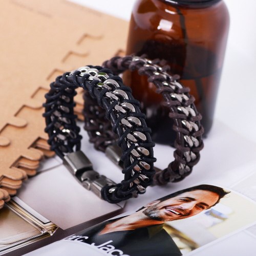 Vintage Braided Genuine Leather Bracelet Hollow Bracelets QNW223041
