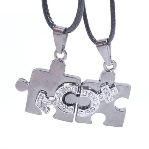 Men Women Couple Stainless Steel Puzzle Pendant Necklace Necklaces QNN300314