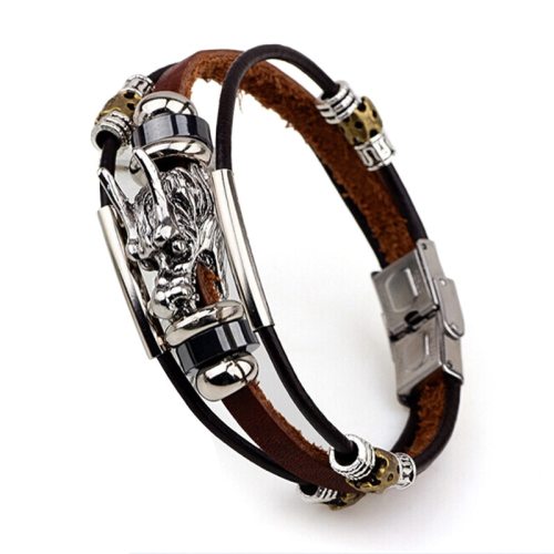 Dragon Head Leather Bracelet Bracelets QNW218596