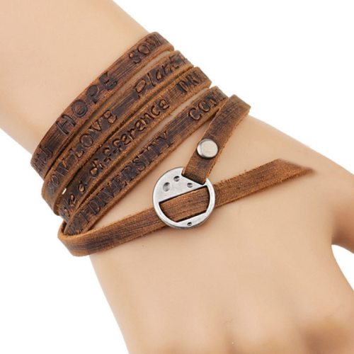 New Fashion Brown Genuine Leather Wrap Bracelet Bracelets QNW215869
