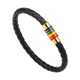Men Rainbow Jewelry Charm Leather Bracelet Bracelets QNW227485