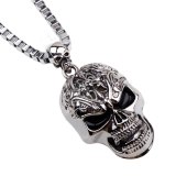 Fashion Punk Rock And Roll Wind Skull Pendant Necklaces QNN501526