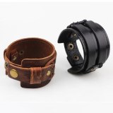 Fashion Wide Black & Brown Genuine Leather Bracelet Bracelets QNW216677