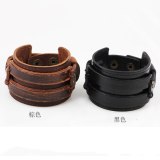 Fashion Wide Black & Brown Genuine Leather Bracelet Bracelets QNW216677