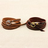 New Fashion Brown Genuine Leather Wrap Bracelet Bracelets QNW215869