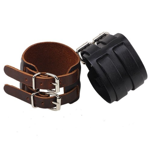 Vintage Double Belt Leather Wrist Friendship Big Wide Bracelet Bracelets QNW216778