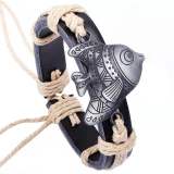 New Arrival Punk Fish Charm Genuine Leather Bracelet Bracelets QNW104859